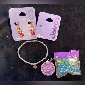 Claires‎ Jewelry Gum-ball drops & Stud Stars, Silver Bracelet,Make a bracelet.